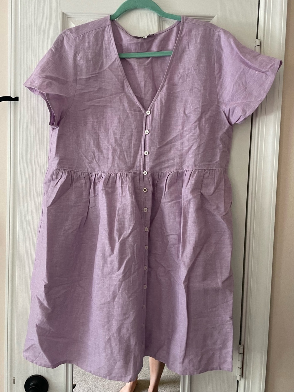 Madewell Lilac V-Neck Button-Front Midi Dress